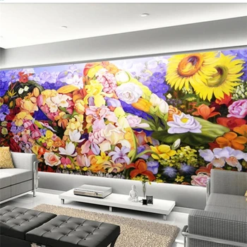 beibehang Потребителски тапети 3d стенопис ръчно рисувани съвременно изкуство цвете клъстер абстрактни цветя красота на фона на 3d тапети стенопис