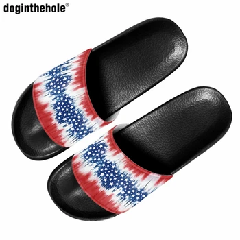 Doginthehole Дизайн на американското изкуство 3D печат, дамски чехли, Нови модни улични плажни сандали, няколко домашни нескользящих тапочек