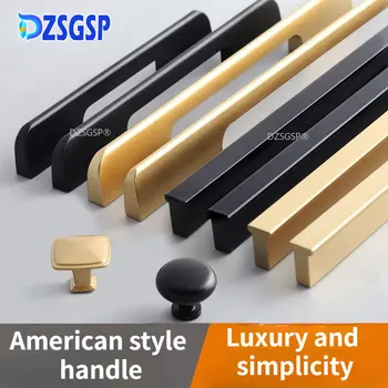 DZSGSP Американски стил Удължава дръжката на вратата на шкафа-от черно алуминиева сплав, защитни дръжки на вратите, модерен декоративен чекмеджето, вълни