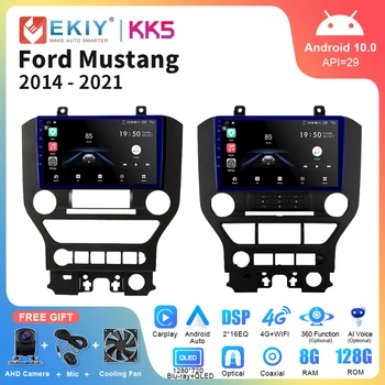 EKIY KK5 2 Din Android Авторадио За Ford Mustang 2014-2021 GPS Navi Мултимедиен Плейър Стерео Carplay 2Din DVD Главното Устройство
