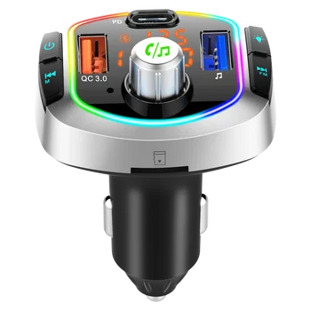FM предавател, Bluetooth 5.0 комплект за кола за MP3-плейър, Безжичен аудиоприемник хендсфри QC 3.0, бързо зареждане, по-лека TF карта, U-диск