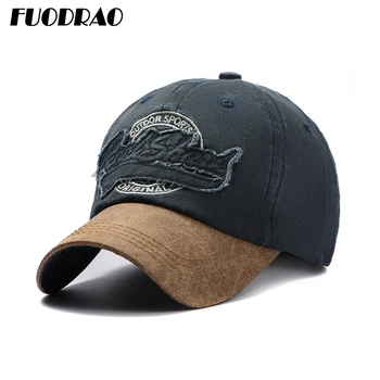 FUODRAO Нова бейзболна шапка от промит памук, реколта бейзболна шапка-шапка, мъжки хип-хоп шапка Gorras, ежедневни шапка с надпис, черна шапка Bone B19