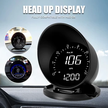 G6 GPS HUD Авто главоболие Гъвкав дисплей скоростомер, проекторът на предното стъкло се захранва от USB Аларма за превишаване на скоростта Напомняне за умората при шофиране