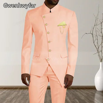 Gwenhwyfar 2022, Топла разпродажба, Мъжки костюми за Бала прасковен цвят на цвят, Стегнати мъжки Вечерни костюми, 2 предмета (яке + панталон)