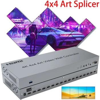 HD 4K 4x4 HDMI Арт-Сплайсинг Видеостены Контролер, ТВ-Сплайсер 3x3 2x2 2x3 2x4 3x4 1x4 дървен материал 5x1 Мультивертикальный Екран TV-Стенен монтаж на Процесора