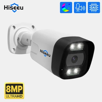 Hiseeu 4K 8MP 5MP POE IP камера аудиозапис ВИДЕОНАБЛЮДЕНИЕ камера за видеонаблюдение Водоустойчива IP66 външно домашно видео H. 265
