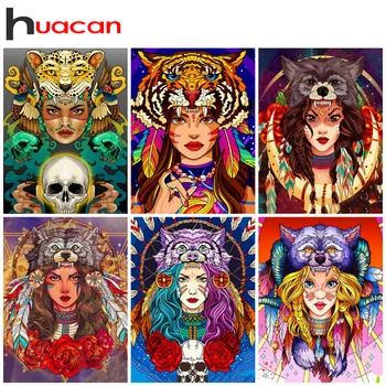Huacan 5D Диамантена Картина, Дамски Модел от кристали, Портретна мозайка, Новата Колекция на 2023, Подарък за дома