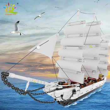 HUIQBAO 1672 бр. Платноходка с бял лебед, е луксозен круизен лайнер, градивни елементи, на модел на града, творчески тухли 