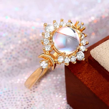 Huitan Необичайни пръстен с имитация на камък, Опал за момичета, нови дамски модни бижута, ежедневни облекла, Забавни пръстени за партита 2022