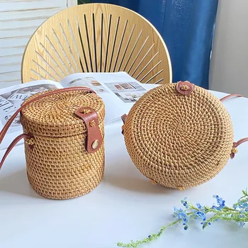 Ins Ракита чанта от ратан, реколта литературна мини-чанта ръчна изработка, диагонално мини чанта на едно рамо, на кожена чанта с катарама, чанта за съхранение, подаръци за бродерия