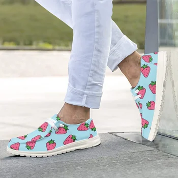 INSTANTARTS/ универсална дишаща пролетно-летни обувки за студенти с приятен ягодов принтом, модни мъжки обувки на плоска подметка, сватбени обувки