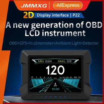 JMMXG Авто Hud Централен Дисплей OBD2 GPS Двойна Система на Главния Дисплей Скоростомер Инклинометр С Аларма за Превишаване на Скоростта и Диагностика OBD
