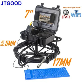 JTGOOD 17 мм WiFi HD1080P Камера За Инспекция на Тръби DVR 16 GB FT Карта, Възвратна Сливи Промишлен Ендоскоп IP68 5,5 мм, Твърд Кабел 7 Инча