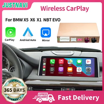 JUSTNAVI Безжична Apple CarPlay Android авточасти за BMW NBT EVO X5 E70 F15 X6 F16 E71 2014-2020 X1 F48 2016-2020 Функцията за Възпроизвеждане в колата