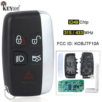 KEYECU 315/433 Mhz FCC ID: KOBJTF10A Подмяна на 5-кнопочного дистанционно ключодържател за Jaguar XF XJ и XK XE F-Type с надпис отстрани