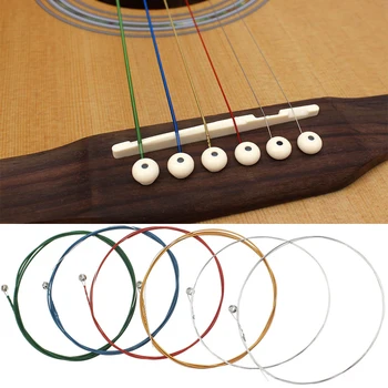 KRUSU 6 бр./компл. струни за акустична китара, с преливащи се цветове многоцветни китарните струни E-A за акустични фолк-китара, класическа китара, многоцветни
