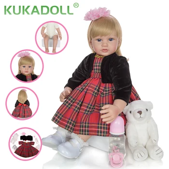 KUKADOLL 24-цолови модни кукли Реборн Menina 24-Инчов тканевое тялото на Принцесата Реборн Boneca Меки кукли, Детски играчки за подаръци на Детето