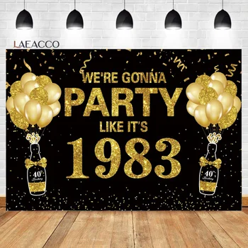 Laeacco, блестящи златни и черни балони, 40-аз съм на 50-аз парти, фотофон за мъже и жени, портрет на рожден Ден, Индивидуален фон за снимки