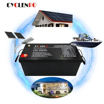 Lifepo4 батерии 12v литиево-йонна батерия 12v 200ah bms за морски/електроенергийната система soalr/лодки/колички за голф