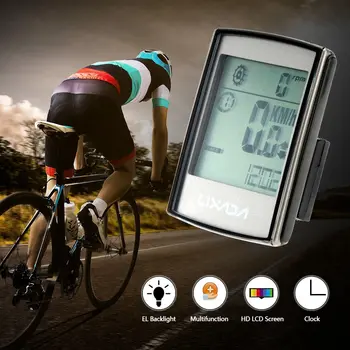 Lixada 2-в-1 Безжична велосипеден компютър, велосипеди скоростомер, водоустойчив, хронометър, честота на въртене, LCD осветление, аксесоари за велосипеди