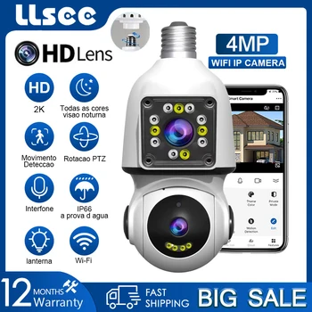 LLSEE 2K 4MP ВИДЕОНАБЛЮДЕНИЕ Домашна Безжична WiFi Камера Мини Лампа E27 Камера за Сигурност IP Пълноцветен Нощно Виждане Двупосочни Предизвикателство