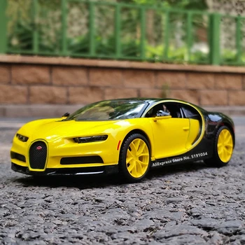 Maisto 1:24 Нов стил на Bugatti Chiron Жълто Роудстър имитация сплав модел автомобил имитация на кола украса колекция подарък играчка