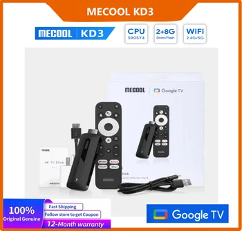 Mecool KD3 stick tv 4k глобалната версия на Android 11 dongle Сертифициран Google Amlogic S905Y4 4G 32G 2,4 G 5G Wifi BT AV1 vs x96s KD3