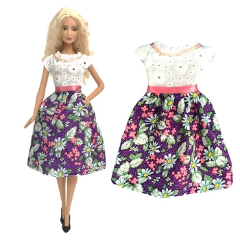 NK, 1 бр., модерно рокля с цветя модел за куклата Барби, дънкови поли, ежедневни облекла, аксесоари за кукли 1/6, детска играчка