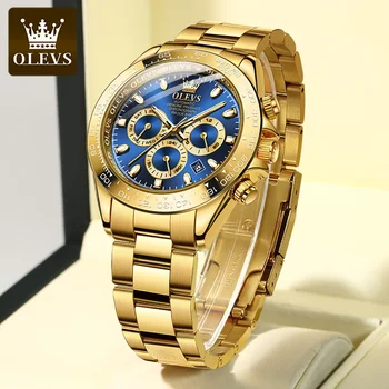 OLEVS висок клас марка, мъжки часовници, луксозни автоматични светещи водоустойчиви часовници, бизнес механични ръчни часовници с датата, мъжки хронограф