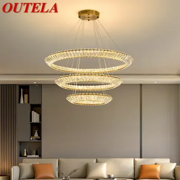 OUTELA Nordic Модерен околовръстен окачен лампа, led кръгъл кристален полилей, Творчески лампа Клас апартамент за хола, Вили, спални