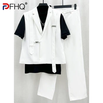 PFHQ 2023, Летен нов модерен комплект от 2 теми, костюми за мъже, монофонични блейзър без ръкави, жилетки, директни комплекти, панталони, мъжки комплекти Tide 21F3719