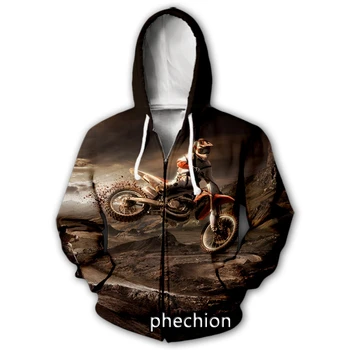 phechion/новост, мъжки/женски мотоциклетни качулки за мотокрос с 3D принтом, ежедневни блузи с цип, модерно палто, облекла в стил хип-хоп, спортна hoody с цип, с качулка B53