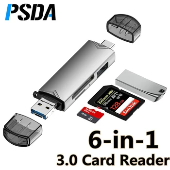 PSDA 6 в 1 USB 3.0 Четец на Карти SD TF Карта USB Флаш Памет OTG Адаптер за PC Type c Micro Мобилните Телефони USB Type C Конвертор
