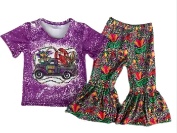 RTS на Едро, дрехи за малките момичета, Mardi Gras, детски дрехи, бутикови дрехи за момичета, един сладък комплект за детско облекло с принтом омар и раци