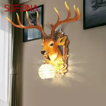SOFEINA модерен стенен лампа с елени, led лампа-сутиени от естествени смоли, за дома, хол, спалня