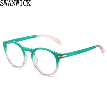 Swanwick модни очила за мъже с прозрачни лещи, кръгли рамки за очила, бельо украшение leoaprd, зелена дограма, за PC, дропшиппинг