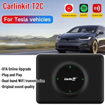 T2C Carlinkit Безжичен адаптер CarPlay за Tesla 2,4 G + 5G Безжичен WiFi CarPlay Dongle Box ОТА Онлайн Ъпдейт за IOS/Android