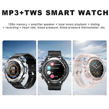 T92 Bluetooth Предизвикателство Смарт часовници TWS Слушалки 2 в 1 Възпроизвеждане на локална музика в MP3 формат Мъжки спортен фитнес гривна-крачкомер сърдечната Честота