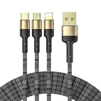 USB 3 в 1, кабел за зареждане, кабели за пренос на данни, съвместим с micro-usb Светкавица Type-C, захранващ кабел, поддръжка на Xiaomi
