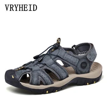 VRYHEID/Марка 2023, мъжки Сандали, мъжки летни обувки от естествена кожа, Сандали-Гладиатори за Мъже, Ежедневни Плажната обувки, Голям Размер 38-48