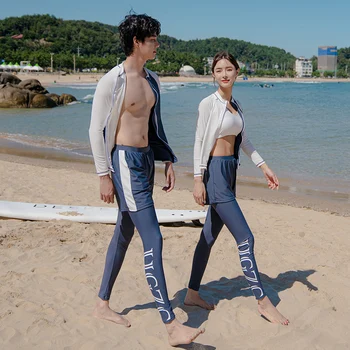 Wisuwore Корейски 2023 Нов стил Слънцезащитен консервативен трико с дълъг ръкав за жени и двойки, спортен костюм за сърф и гмуркане