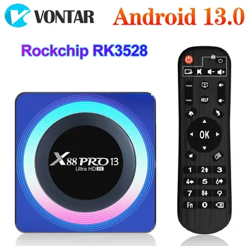 X88 Pro 13 TV Box Android13.0 RK3528 Четириядрен 64-битов Cortex-а a53 С подкрепата на декодиране на видео 8K Wifi6 BT media player телеприставка