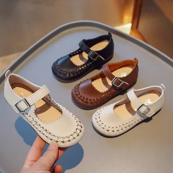 Zapatos Niña/Детски обувки; Детски кожени обувки; Колекция 2023 г.; Пролетно Нова Мода Обувки на Принцесата; Мека кожена обувки За момичета; Обувките Мери Джейн