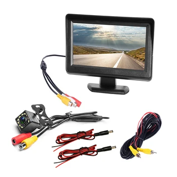 Авто монитор за обратно виждане TFT LCD 4,3-инчов HD видео вход, Digital Colorful за паркиране, камера за задно виждане, поддръжка на DVD DC 9-36 В