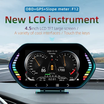 Автомобилният Цифров Главоболие Време на Седмицата на Дисплей LCD Цифров Скоростомер Инклинометр Електронен Детектор GPS Скорост, Аларма за Превишаване на Скоростта
