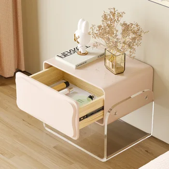Акрилни Луксозни нощни Шкафчета малка странична масичка е Модерна Проста Дървена Спалня от Ковано желязо с Модерни Мебели и Дървени Нощно шкафче