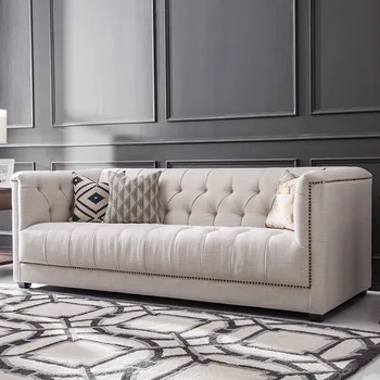 Американски диван от памук и лен за всекидневна са с високо шарките, малък апартамент, директен диван луксозен стил, с катарама
