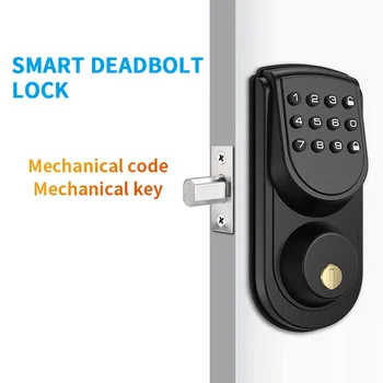 Американски стандартен интелигентна система за заключване на вратите с засовом, парола с механични бутони, USB-порт за аварийно захранване
