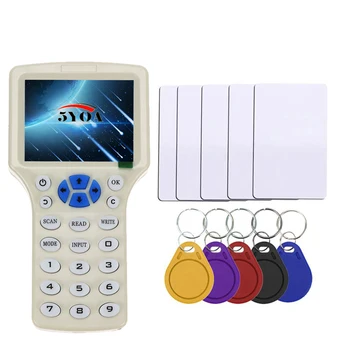 Английски 10 Честотен RFID-Четец Писател Фотокопирна Машина IC/ID с USB-Кабел за Карти, 125 khz 13,56 Mhz LCD екран