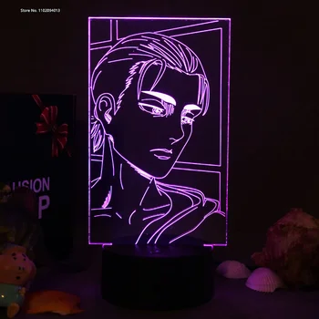 Анимационен периферна лампа Attack on Титан 3D, малка лека нощ, акрилни USB-конектор, цветни сензорни led творчески подарък осветителни тела
